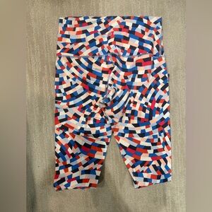 Lululemon Athletica Red and Blue Leggings Vibrant Geometric Design